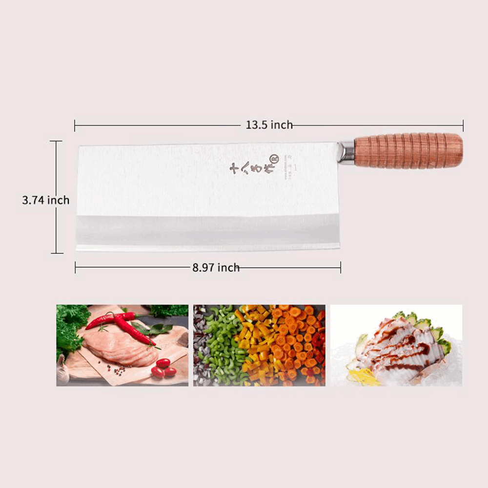 SHI BA ZI ZUO Kitchen Knife Professional Chef Knife Stainless Steel Vegetable Knife Safe Non-stick Finish Blade with Anti-slip Wooden Handle (9 inch)