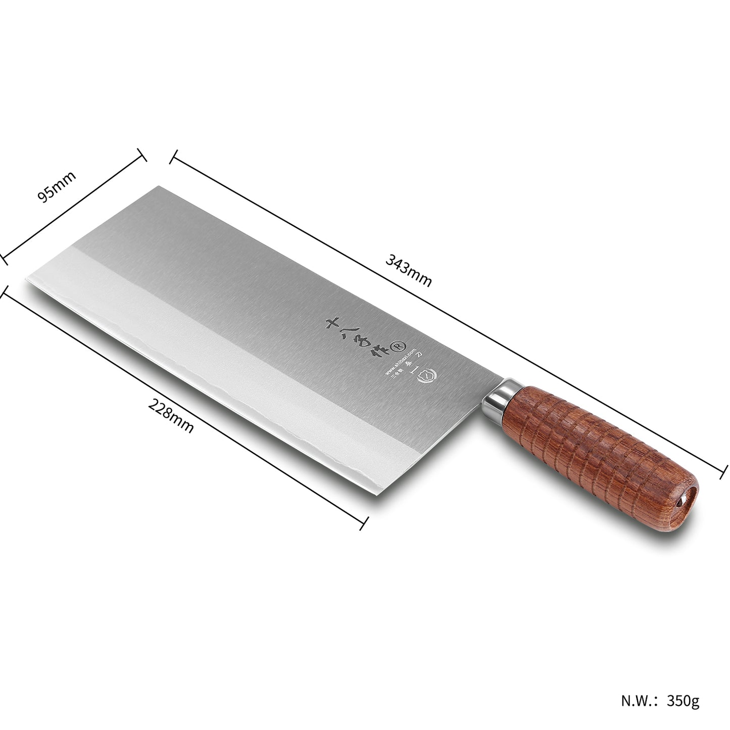 SHI BA ZI ZUO Kitchen Knife Professional Chef Knife Stainless Steel Vegetable Knife Safe Non-stick Finish Blade with Anti-slip Wooden Handle (9 inch)