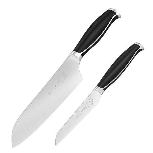 SHI BA ZI ZUO Kitchen Knife Set, 2 Piece Stainless Steel Professional Chef Knife Set Chef Knife Fruit Knife with Anti-Slip Stanless Steel Handle