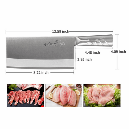 SHI BA ZI ZUO Kitchen Knife 8 Inches Versatile Butcher Cleaver Chopper Knife Slicing Meat Chopping Bones for Home Kitchen and Restaurant