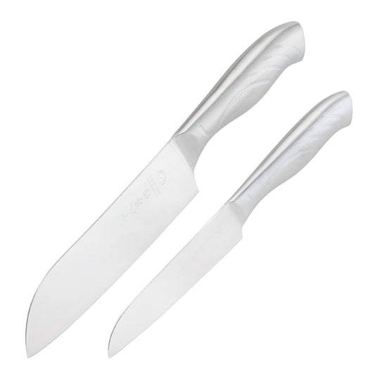 SHI BA ZI ZUO Santoku Knife and Fruit Knife,2-Piece Professional Kitchen Knife Set Chef Knife with Ergonomic Handle Stainless Steel for Kitchen and Restaurant