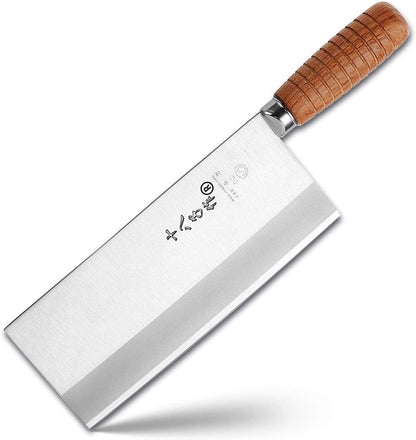 SHI BA ZI ZUO 8-inch Kitchen Knife Professional Chef Knife Stainless Steel Vegetable Knife Safe Non-stick Finish Blade with Anti-slip Wooden Handle