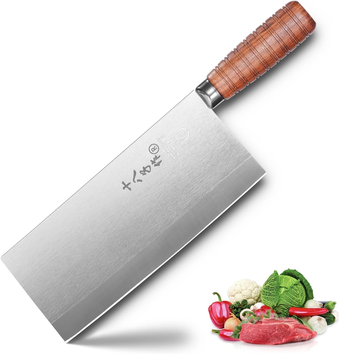 SHI BA ZI ZUO 8 Inch Professional Chef Knife Meat Cleaver Vegetable knife Classic Balanced Full Tang Rosewood Wooden Handle for Daily Basis