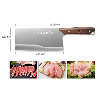 SHI BA ZI ZUO 7.5 Inch Meat Bone Cleaver Knife High Carbon Premium Vegetable Knife for Effortless Precision Slicing and Chopping