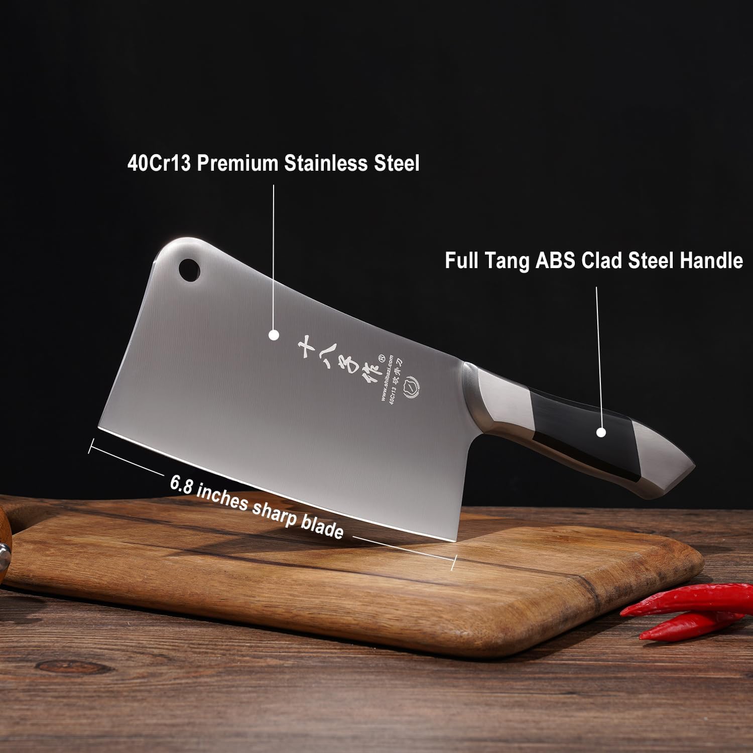 SHI BA ZI ZUO Butcher Knife Meat Cleaver Knife Heavy Duty Bone Chopper with Stable Handle