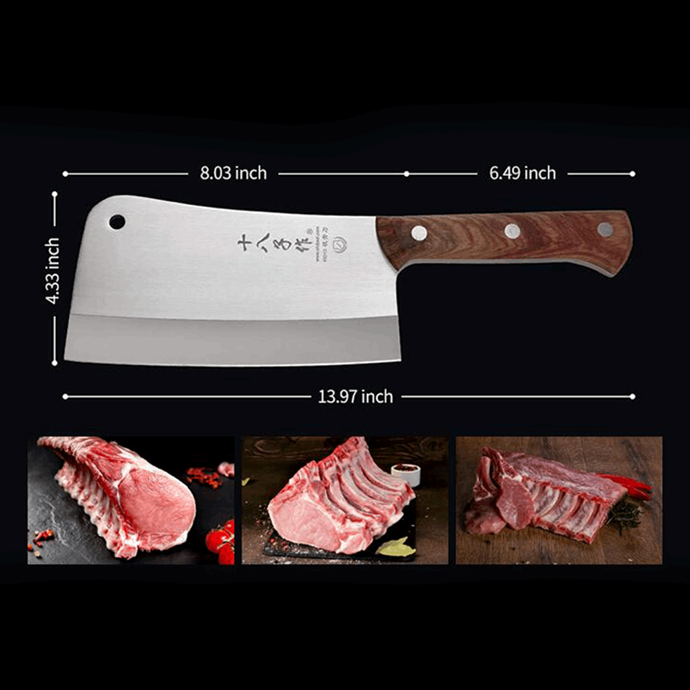 SHI BA ZI ZUO Heavy Duty Heft Cleaver Butcher Knife for Chopping Bones Sturdy Kitchen Knife