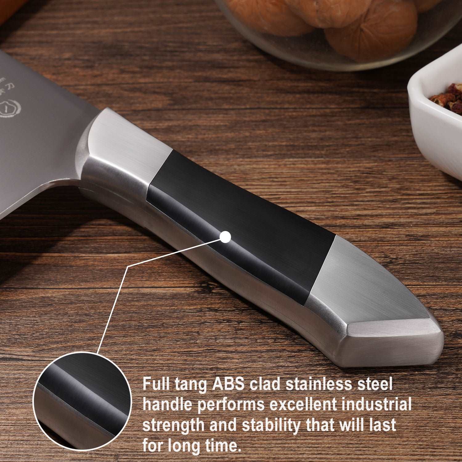 SHI BA ZI ZUO Heavy Duty Stainless Steel Bone Cleaver Knife for Home Chopping Bones