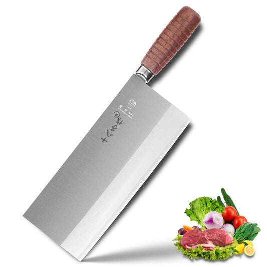 SHI BA ZI ZUO Kitchen Knife Professional Chef Knife Stainless Steel Vegetable Knife Safe Non-stick Finish Blade with Anti-slip Wooden Handle (9 inch)