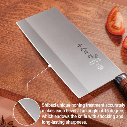 SHI BA ZI ZUO 8 Inch Professional Chef Knife Meat Cleaver Vegetable knife Classic Balanced Full Tang Rosewood Wooden Handle for Daily Basis