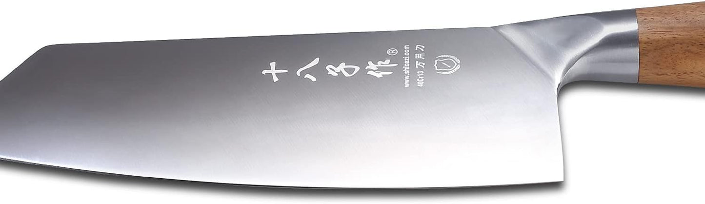 SHI BA ZI ZUO Meat Chopper Knife Chinese Chef Knife Vegetable Cleaver for Kitchen Stainless Steel Kitchen Knife with Anti-Slip Wooden Handle