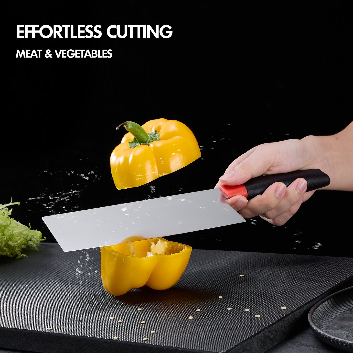 SHI BA ZI ZUO 3PCS Kitchen Knife Set,Professional Santoku Knife Utility Knife Fruit Knife Meat Cleaver Knife,with Ergonomic Design Handle