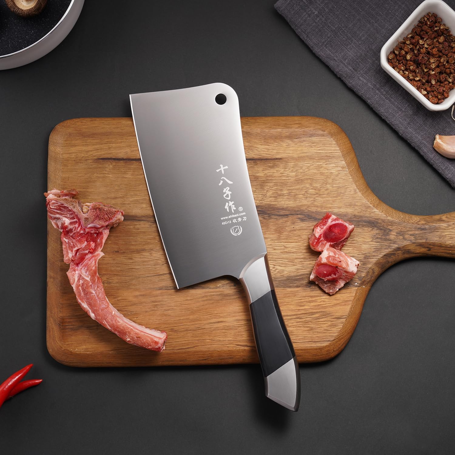 SHI BA ZI ZUO Butcher Knife Meat Cleaver Knife Heavy Duty Bone Chopper with Stable Handle