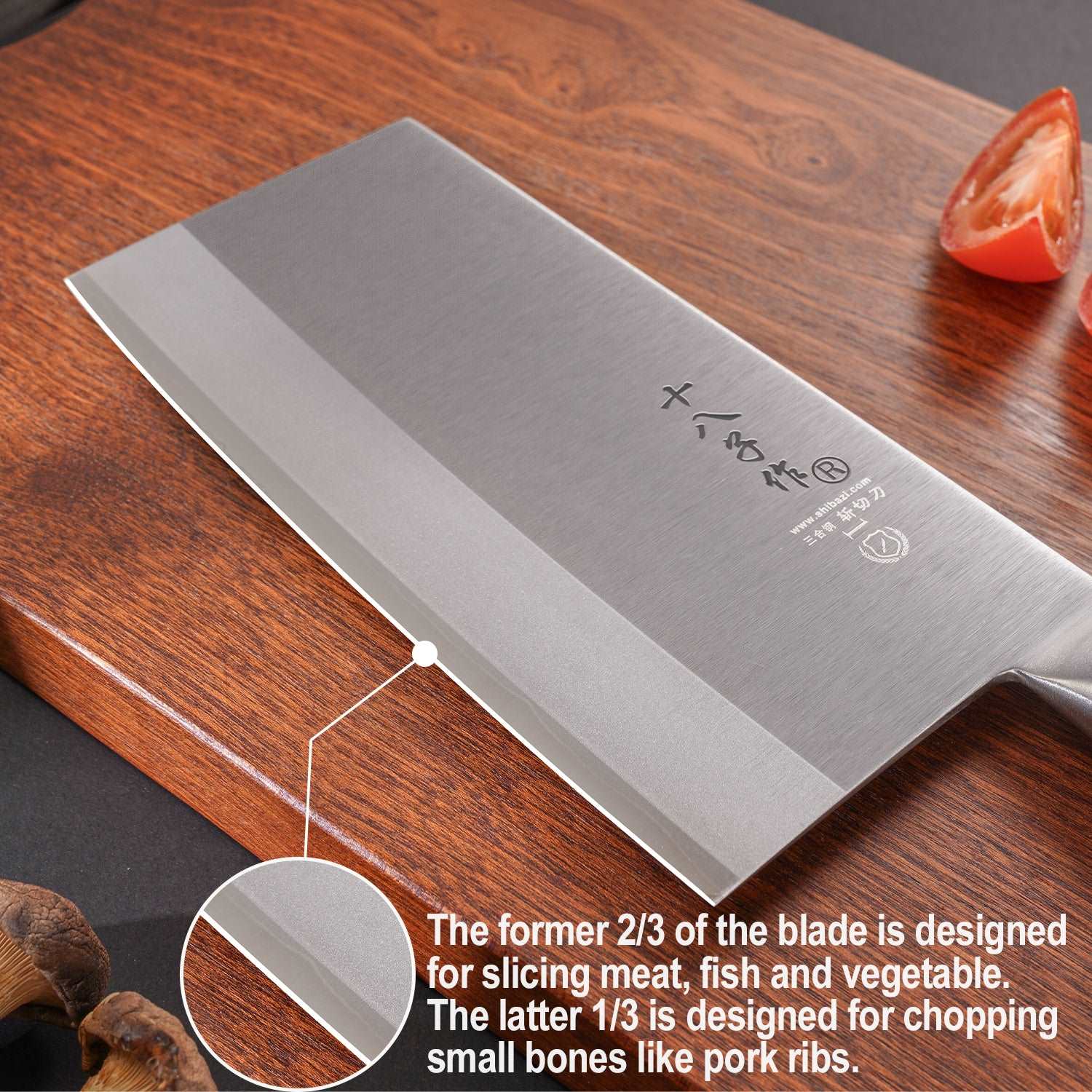 SHI BA ZI ZUO Kitchen Knife 8 Inches Versatile Butcher Cleaver Chopper Knife Slicing Meat Chopping Bones for Home Kitchen and Restaurant