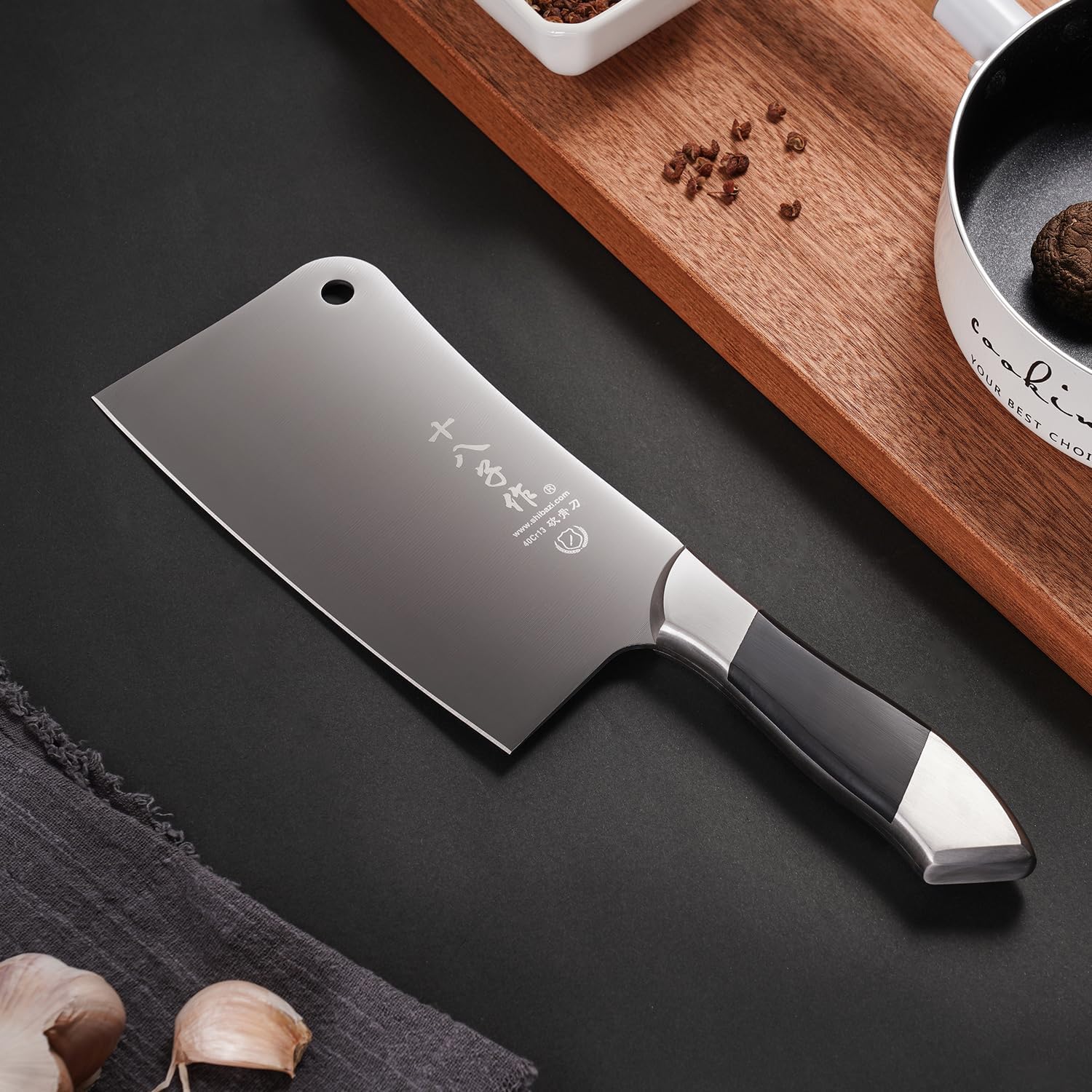 SHI BA ZI ZUO Butcher Knife Meat Cleaver Knife Heavy Duty Bone Chopper with Stable Handle