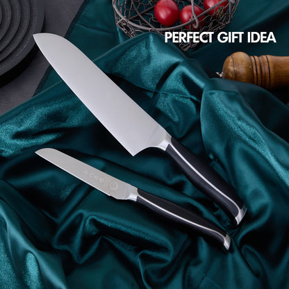 SHI BA ZI ZUO Kitchen Knife Set, 2 Piece Stainless Steel Professional Chef Knife Set Chef Knife Fruit Knife with Anti-Slip Stanless Steel Handle