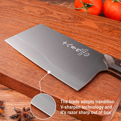 SHI BA ZI ZUO 7.5 Inch Meat Bone Cleaver Knife High Carbon Premium Vegetable Knife for Effortless Precision Slicing and Chopping