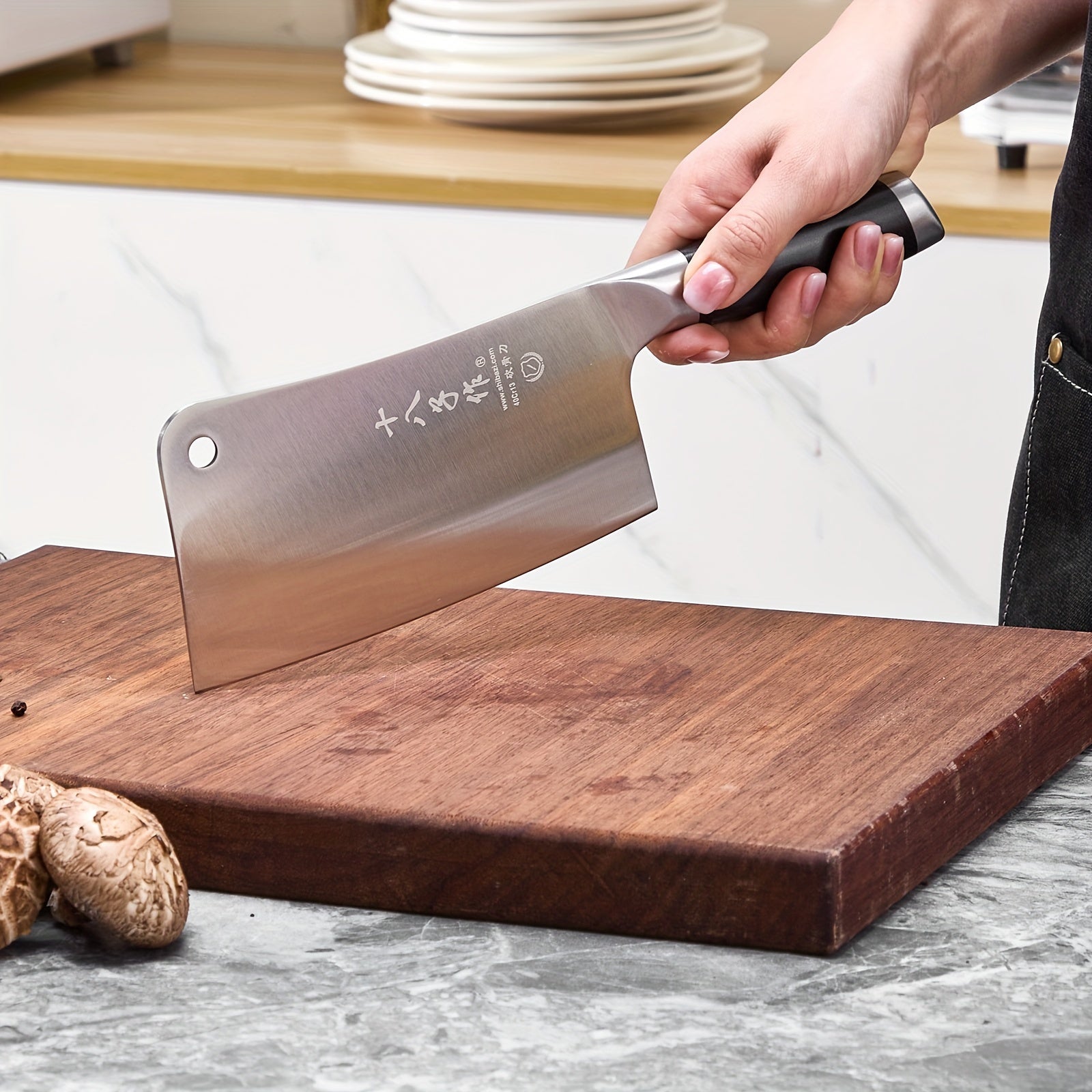 SHI BA ZI ZUO Chef's knife Kitchen knife High-quality stainless steel butcher knife Chinese cutting knife with full tang blade for cutting meat from bone