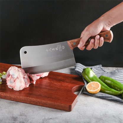 SHI BA ZI ZUO Heavy Duty Heft Cleaver Butcher Knife for Chopping Bones Sturdy Kitchen Knife