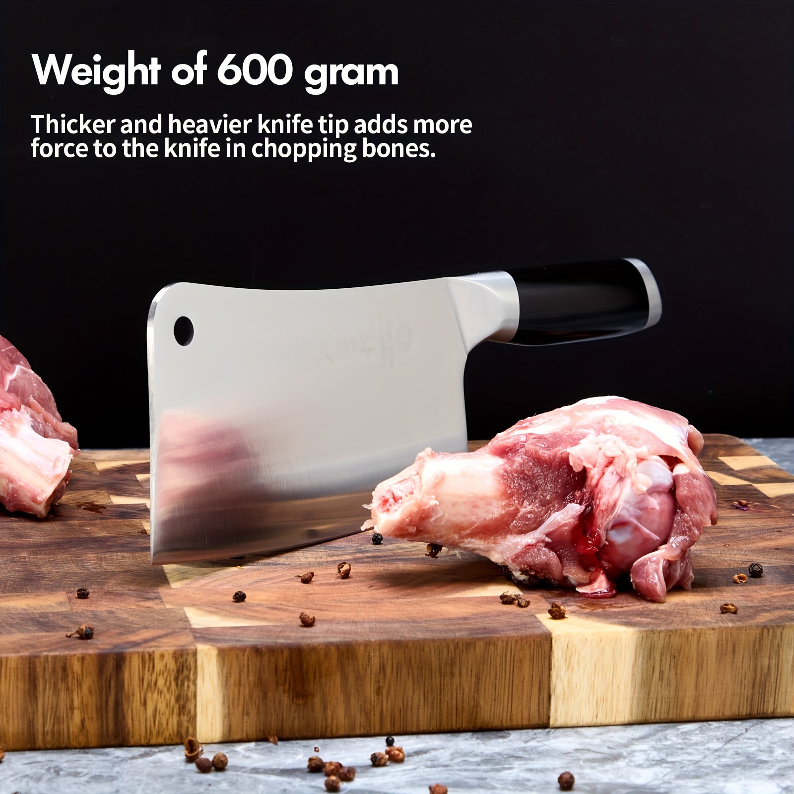 SHI BA ZI ZUO Chef's knife Kitchen knife High-quality stainless steel butcher knife Chinese cutting knife with full tang blade for cutting meat from bone