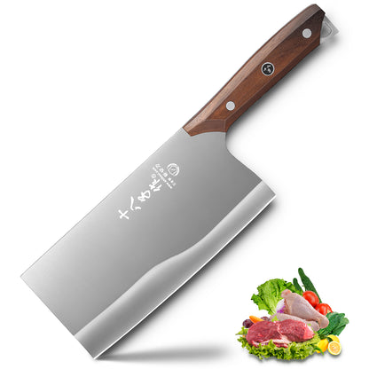 SHI BA ZI ZUO 7.5 Inch Meat Bone Cleaver Knife High Carbon Premium Vegetable Knife for Effortless Precision Slicing and Chopping