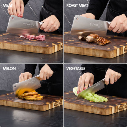 SHI BA ZI ZUO Professional Kitchen Knife Set,Butcher Knife and Chef Knife 2 Pieces Kitchen Knife Set for Cutting Bones,Vegetables and Meat