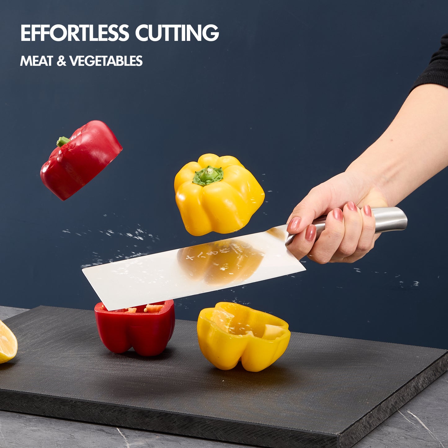 SHI BA ZI ZUO 2 PCS Kitchen Knife Set,Professional Chinese Chef Knife and Fruit Knife with Ergonomic Handle Stainless Steel Chef Knife for Kitchen and Restaurant