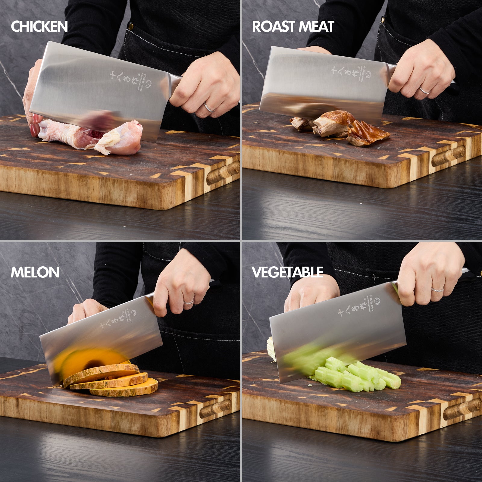 SHI BA ZI ZUO Meat Cleaver Knife,Stainless Steel Butcher Knife with Ergonomic Handle,Professional Kitchen Knife for Home Kitchen and Restaurant