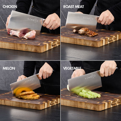 SHI BA ZI ZUO Meat Cleaver Knife,Stainless Steel Butcher Knife with Ergonomic Handle,Professional Kitchen Knife for Home Kitchen and Restaurant