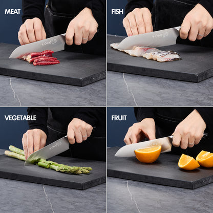 SHI BA ZI ZUO Professional Chef Knife,Stainless Steel Kitchen Knife with Ergonomic Handle for Meat and Vegetable Cutting