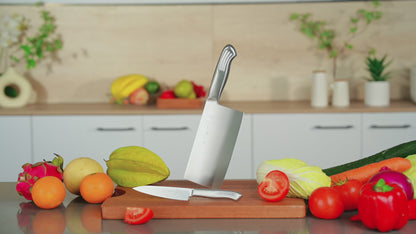 SHI BA ZI ZUO 2 Pcs Knives Set for Kitchen,Cleaver Knife and Fruit Knife,Professional Knife Set with Stainless Steel Handle for Meat and Vegetable Cutting