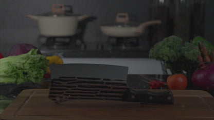 SHI BA ZI ZUO Forged Cleaver Knife Butcher Knife for Vegetable and Meat Cutting,with Non-Slip wooden handle